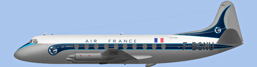 David Carter illustration of Air France V.708 Viscount c/n 38 F-BGNU